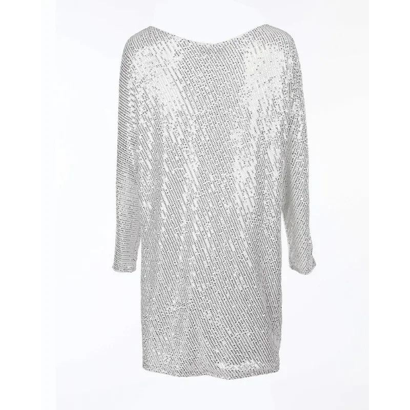 Sexy Slim-Fit Sequined Mini Dress 2023 Autumn and Winter New Dress Women Long Sleeve Off Shoulder Slash Neck Party Formal Dress