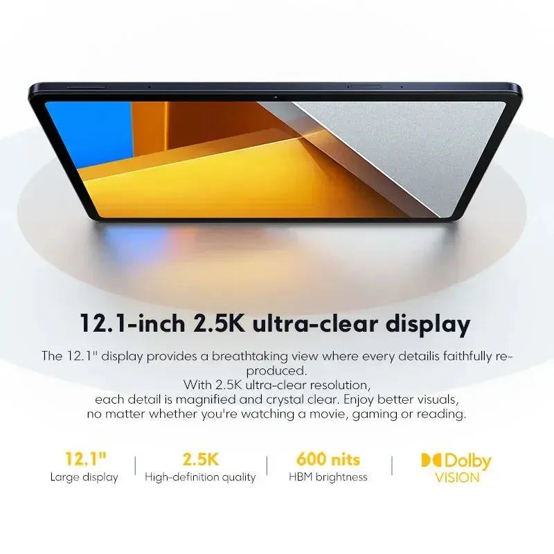 POCO Pad Global Version 12.1'' 2.5K Display Tablet Snapdragon 7s Gen 2 Octa core 10000mAh Battery 33W Charging