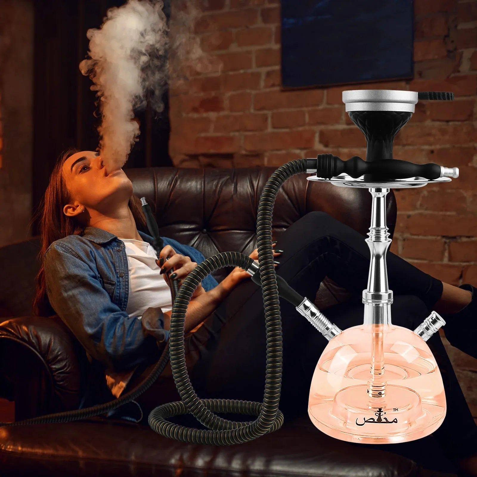 Hookah Set 2 Hose Hookahs Modern Acrylic Bubble Hookah Shisha Hooka 【QiQiCi】With Charcoal Holder Travel Bag