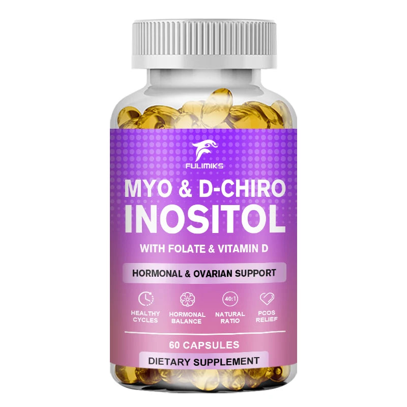 Myo-Inositol Capsules Supplement & D-Chiro Inositol Plus Folate & Vitamin D - Hormone Balance &Healthy Ovarian Support for Women
