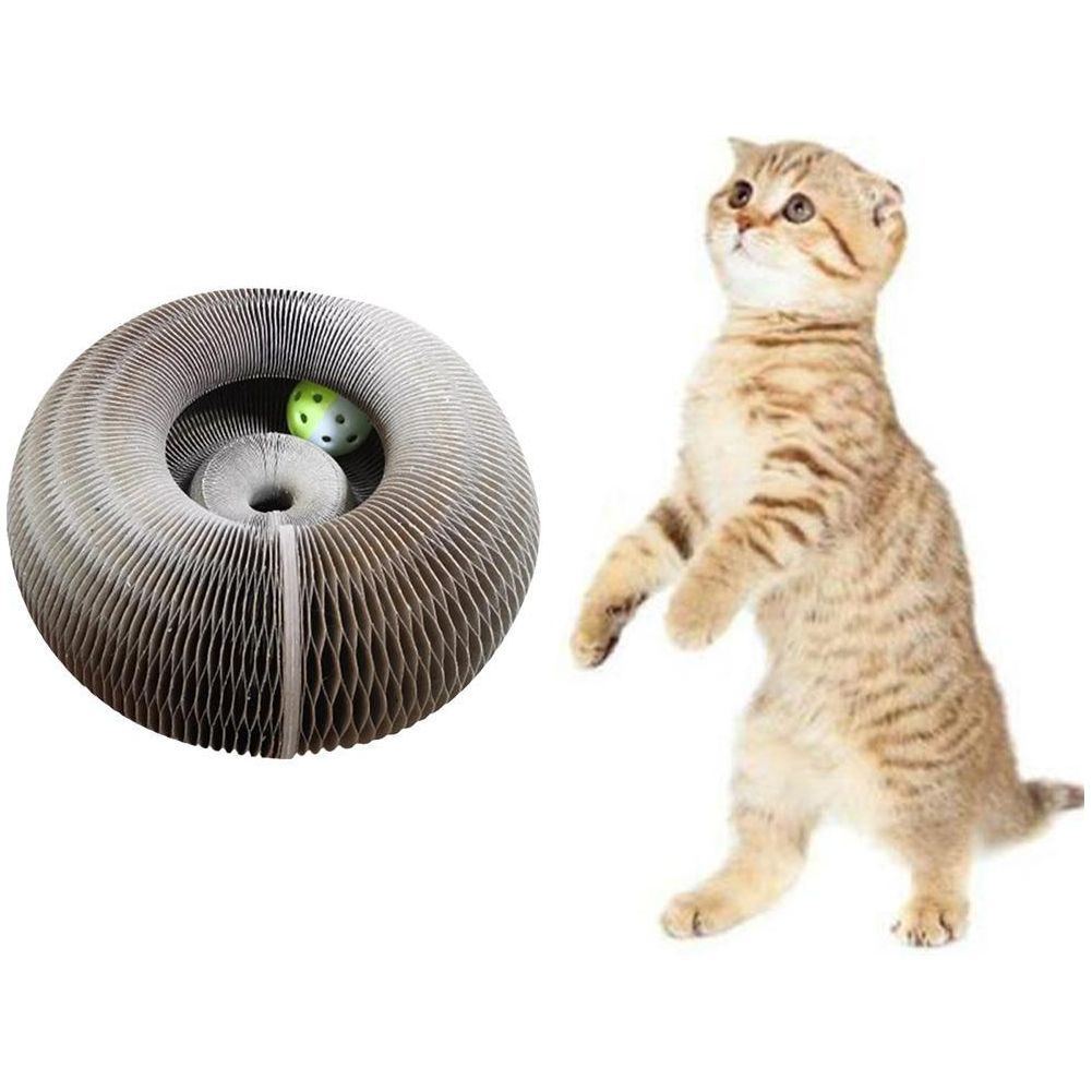 Magic Organ Foldable Cat Scratch Board Toy with Bell Cat Grinding Claw Cat Climbing Frame Round Corrugated Cats Interactive Toys - Jointcorp