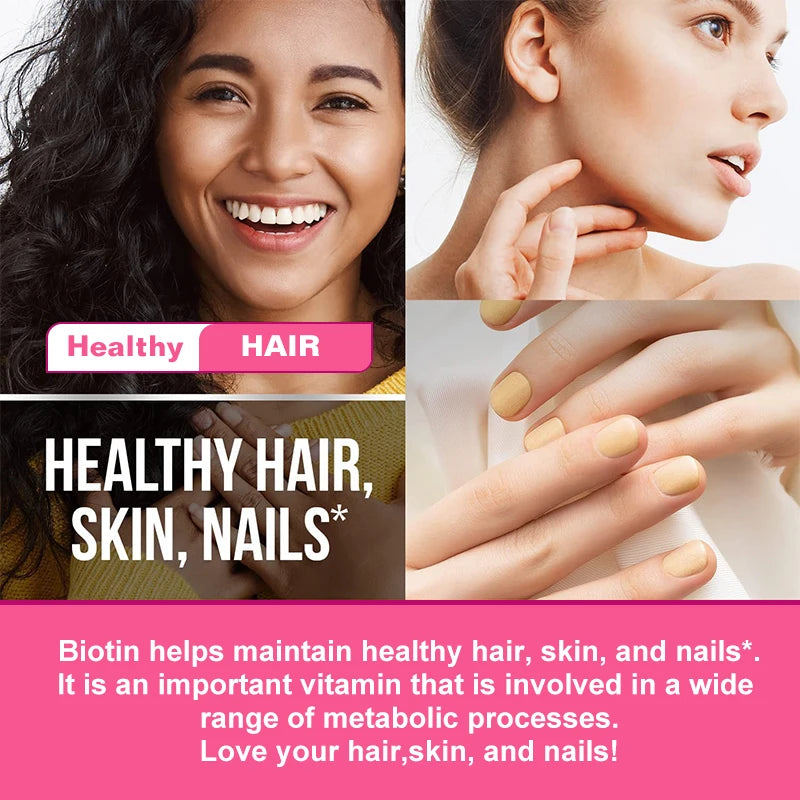 Mulittea Biotin Collagen Gummies Fixed Hair Skin Care Nail Health Increase Collagen Protein Vitamins C E Dietary Supplement