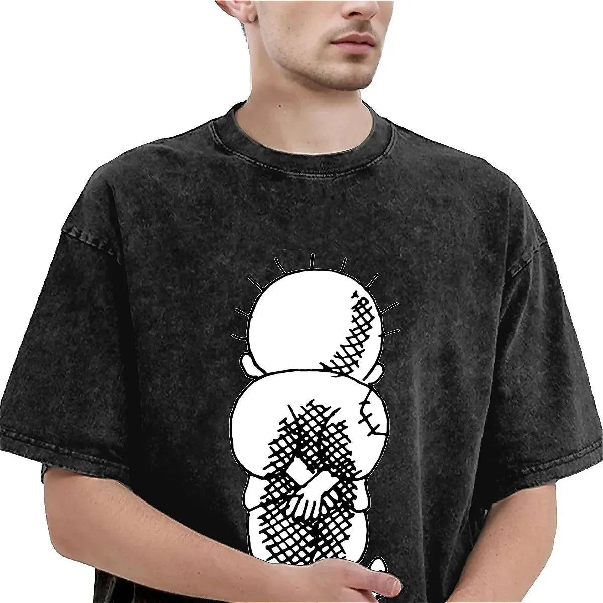 Vintage Washed T Shirt Handala Loose T-Shirts Naji Al Ali Palestined Trending Tee Shirt for Couple Summer Aesthetic Logo Tops