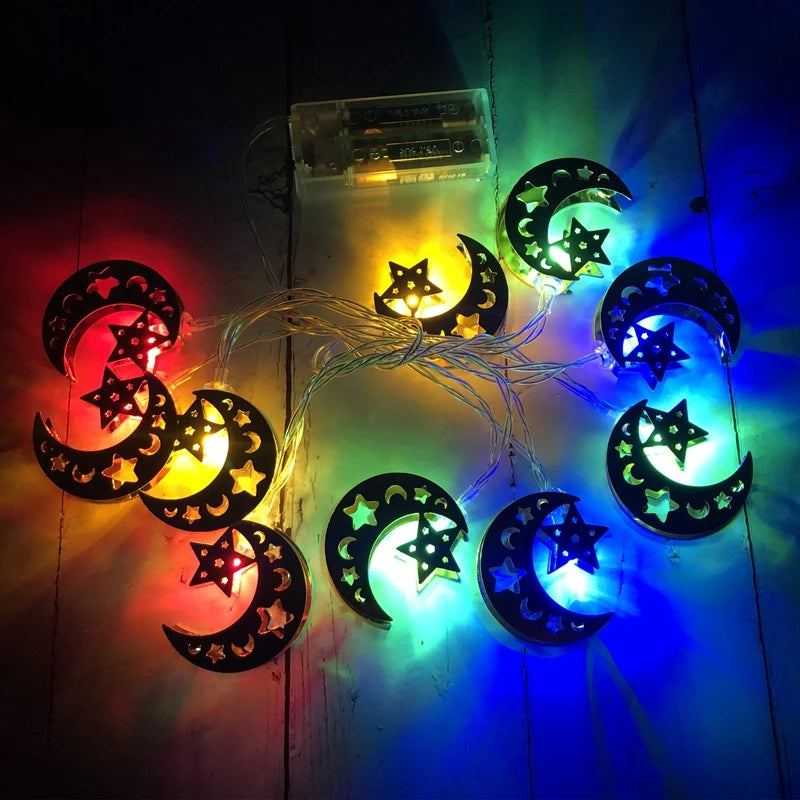 Ramadan Decoration Plastic Lantern Led String Lights Ramadan Kareem Decor Eid Mubarak Gift Al-Fitr Eid Festival Party Supplies