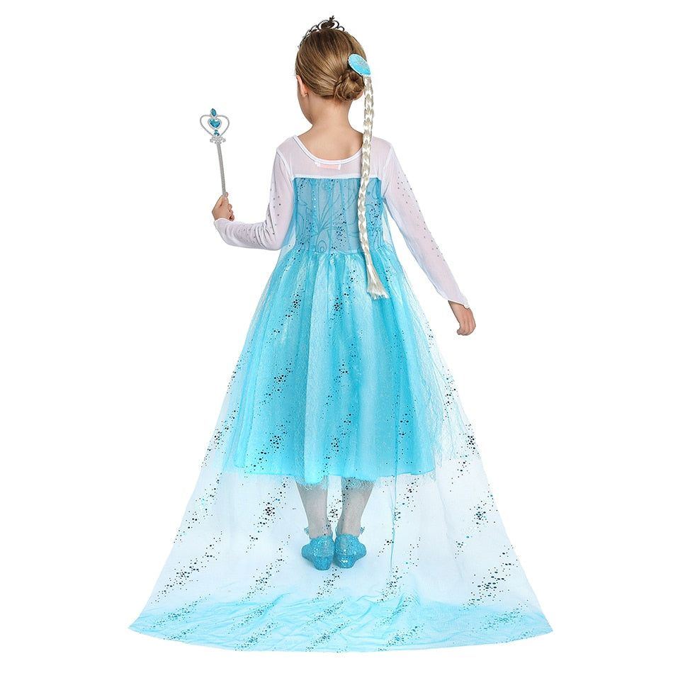 Disney Frozen Costume Princess Dress For Girls Cosplay Snow Queen Elsa Anna White Sequins Clothing Kids Carnival Party Dress