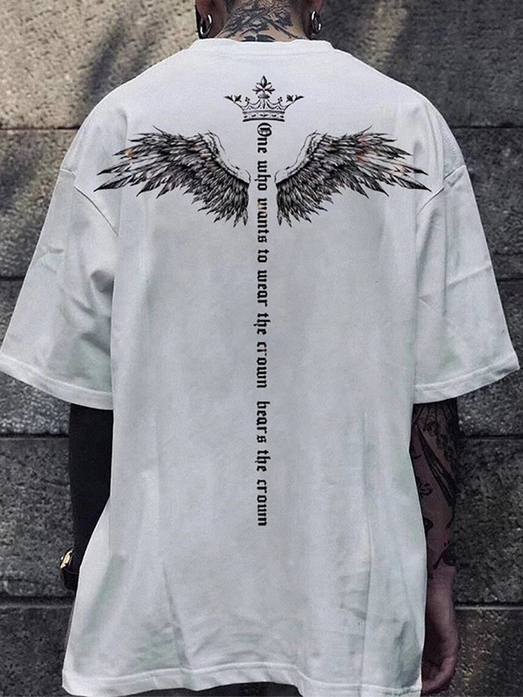 2024 Summer New Casual O Neck Cotton Tees Men Vintage Gothic Printed T Shirts For Men Harajuku Short Sleeve Pullover Tops Male