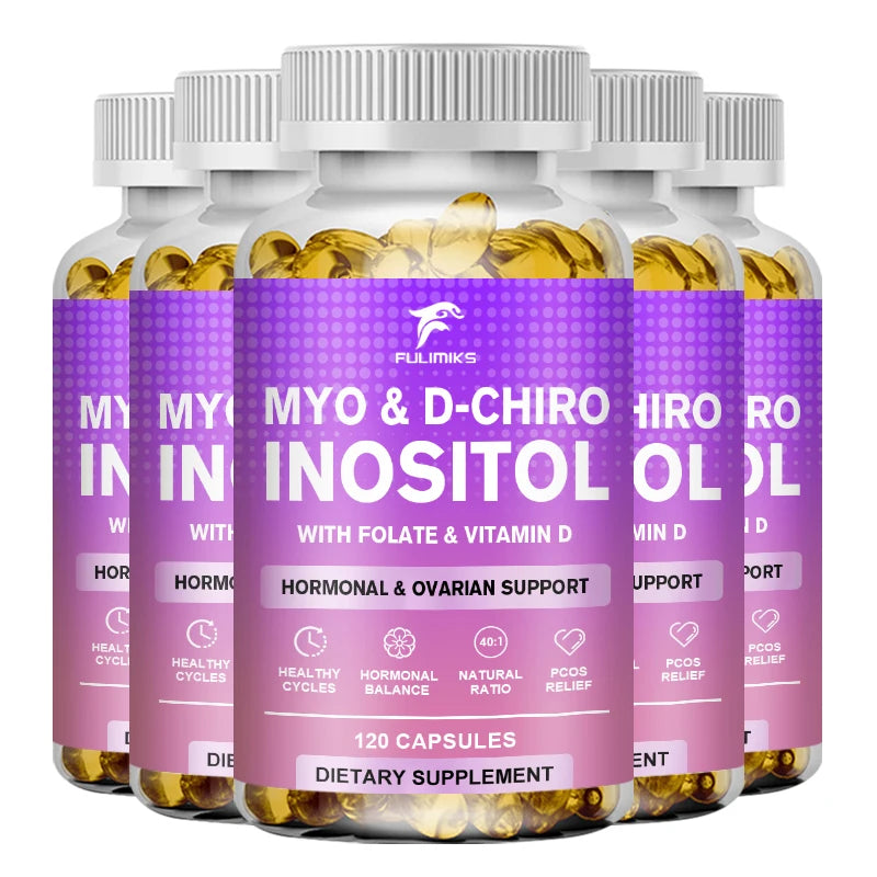 Myo-Inositol Capsules Supplement & D-Chiro Inositol Plus Folate & Vitamin D - Hormone Balance &Healthy Ovarian Support for Women