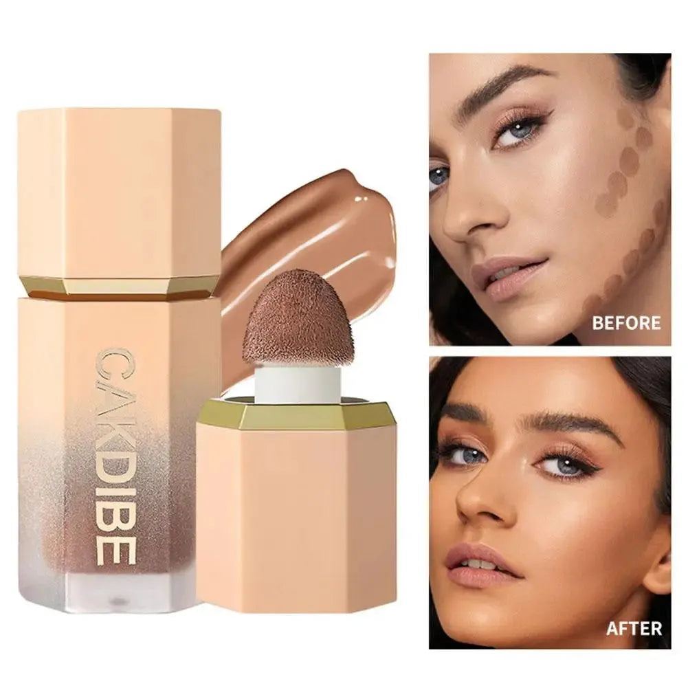 Face Liquid Bronzer Contour Cream with Sponge Waterproof Highlight Shadow Face Cosmetics Foundation Makeup Nose Brighten Fa I5J0