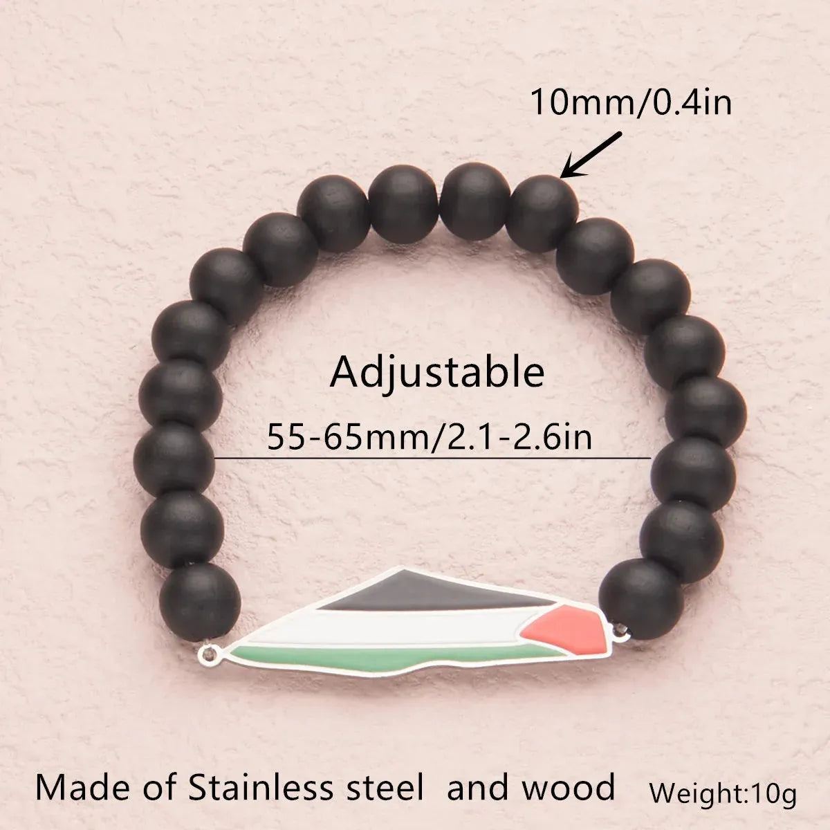 HNSP Stainless Steel Palestine Bracelet Beaded For Men Women Palestine Series Map Flag Pendant Jewelry Accessories