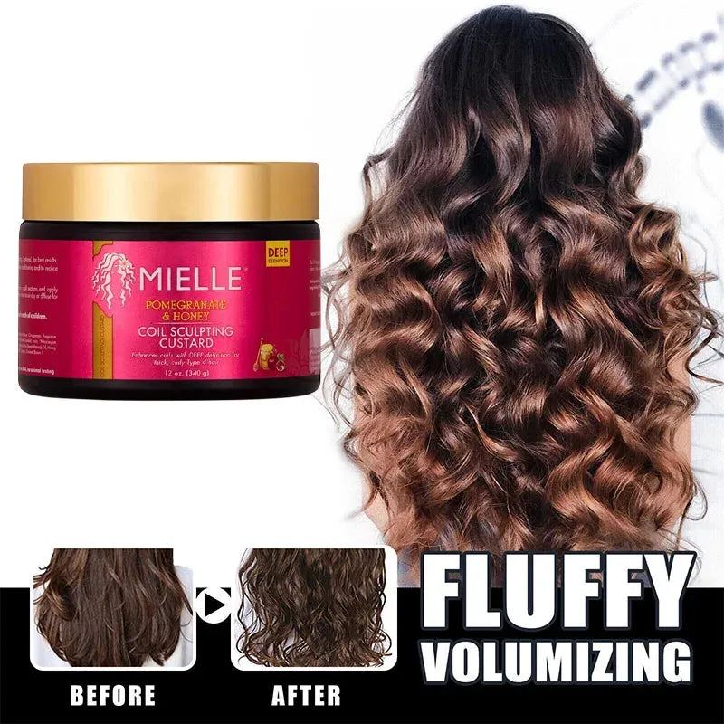 Mielle Organics Pomegranate & Honey Sculpting Custard, Natural Styling Cream Plus Moisture, For Curl, Wave Hair Care Product
