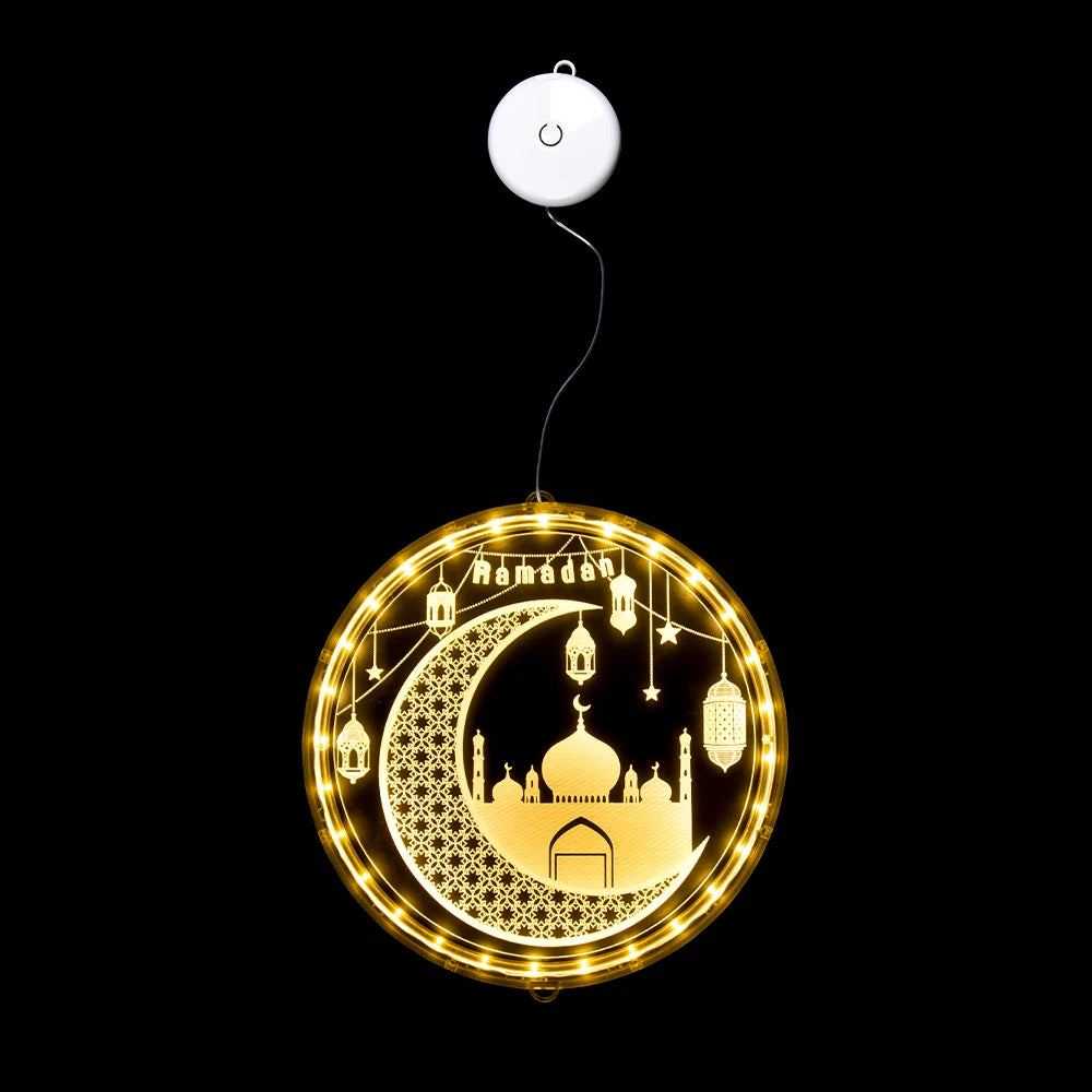 12.5cm Diameter Ramadan LED Hanging Lights Ramadan Mubarak Window Decoration Lights Eid Mubarak Home Party Party Supplies
