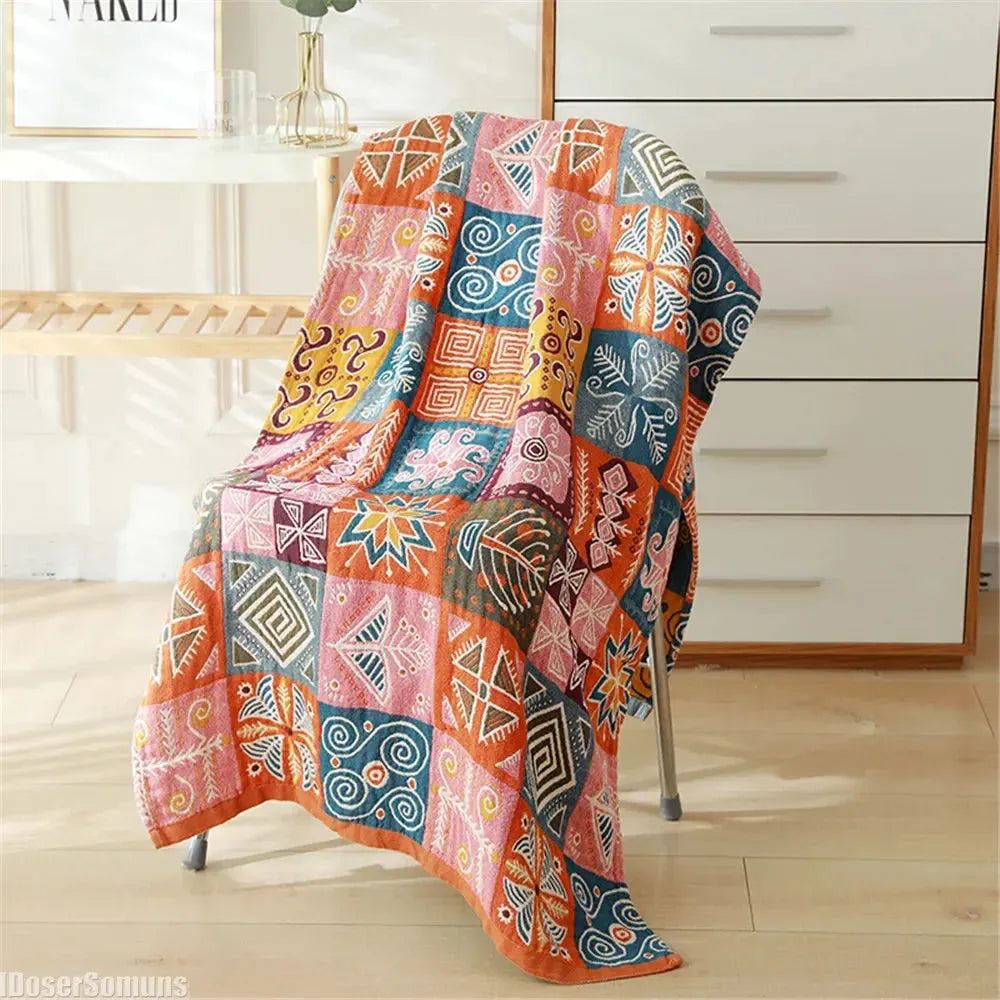 New 80×160CM Nordic 22 Style Bohemian Floral Printing Adult Soft Absorbent Cotton Gauze Beach Bath Towel Bathroom Accessories