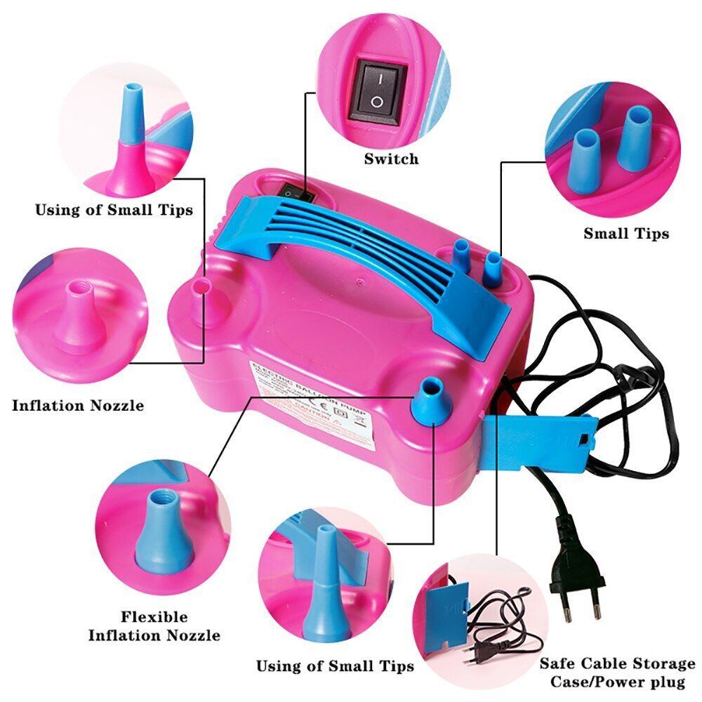 Electric Balloon Inflator Dual-Nozzle Globos Machine Air Blower for Party Balloon Arch Column Stand Inflatable