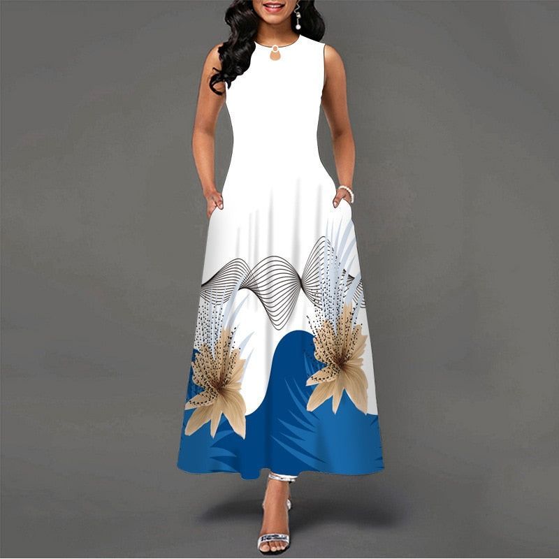 Women New Loose Floral Vintage Hole Ruffles Befree Dress Large Big Summer Camis Party Elegant Maxi Dresses