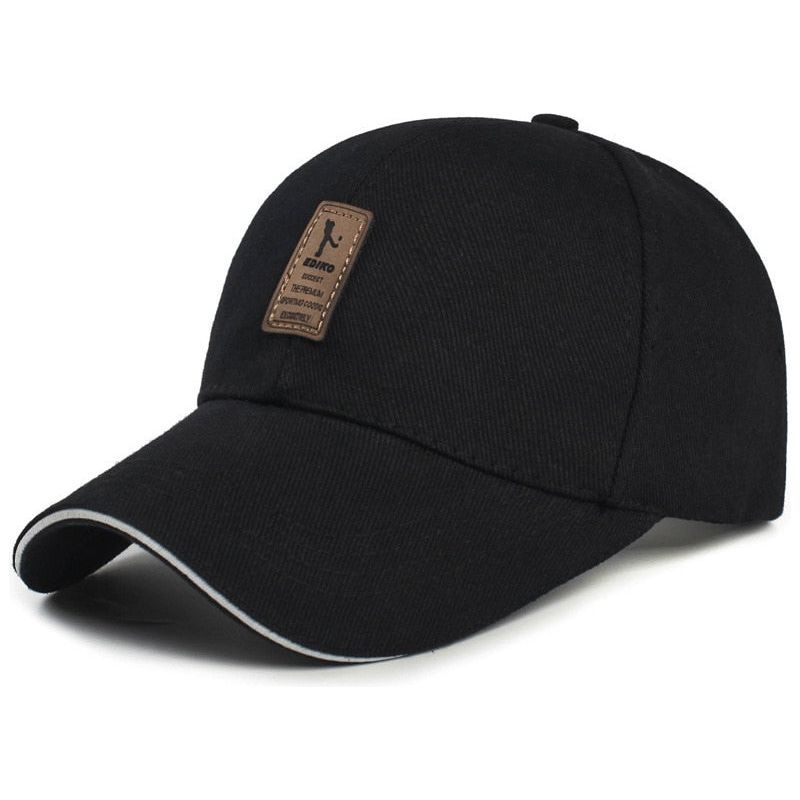 Men Structured Baseball Cap Solid Cotton Adjustable Snapback Sunhat Outdoor Sports
