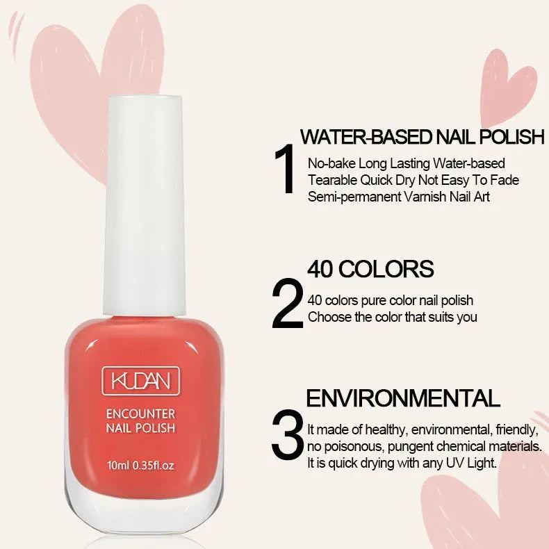 10ml Pink Water-based Nail Polish Long Lasting Tearable Quick Dry No Bake Semi-permanent Varnish DIY Fashion Manicure 40 Color