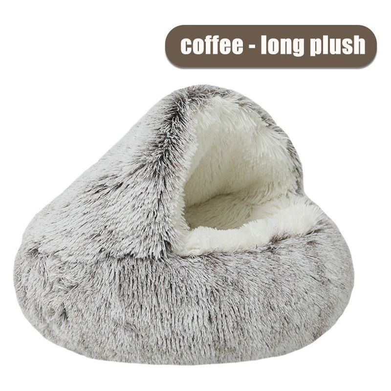 New Pet Bed Winter Soft And Comfortable Warm Shell Semi-enclosed Cat Mattress Cute Pet Cat Bed Kennel Dog Sleep Protector - Jointcorp