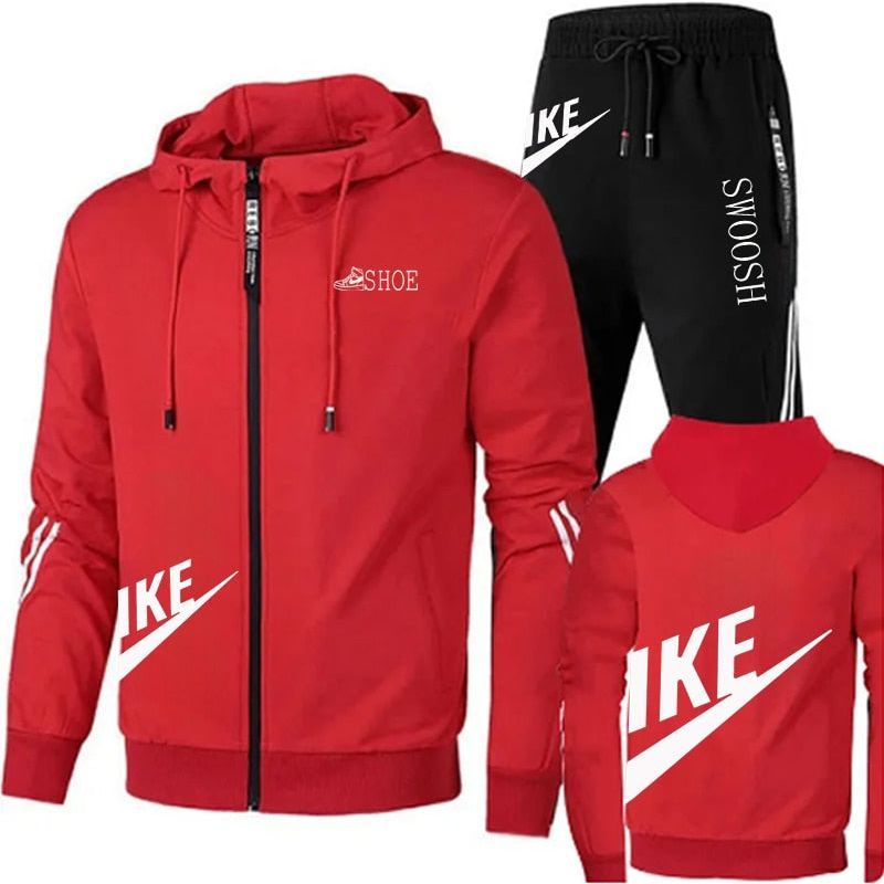 Men's two-piece set + sweatpants, printed brand zipper - Jointcorp