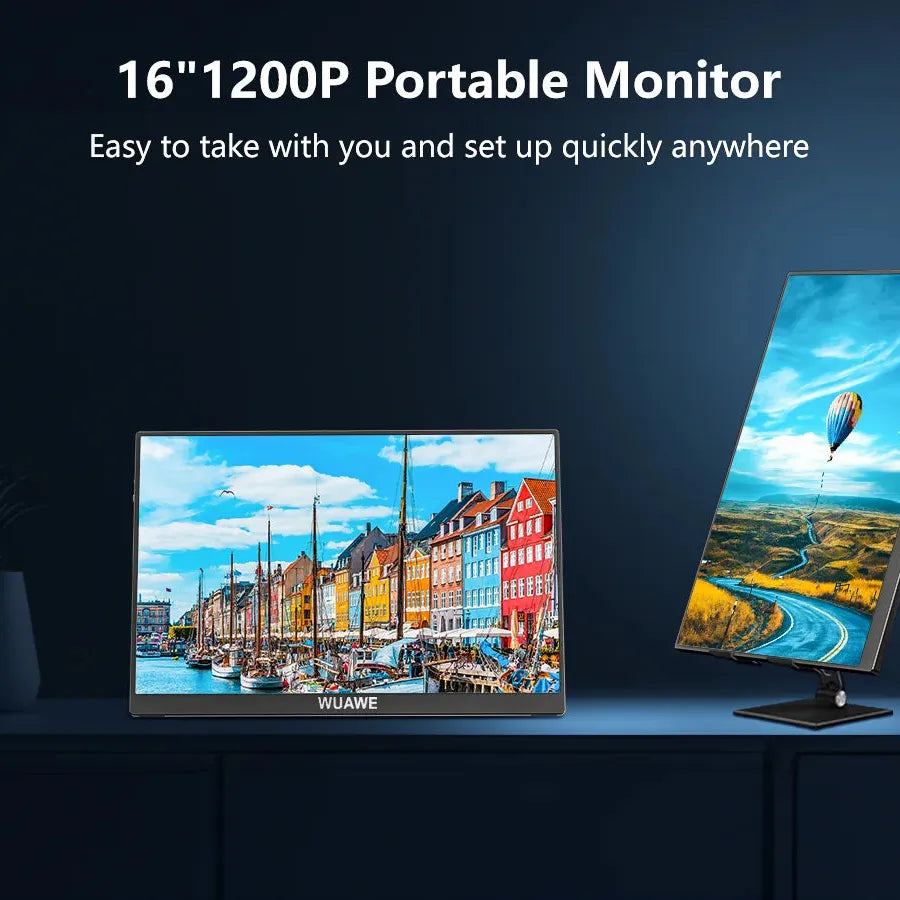 New Trending 60HZ 16 inch Gaming Portable Monitor for Laptop, 1200P Display LCD FHD External Second Computer Screen for Phone