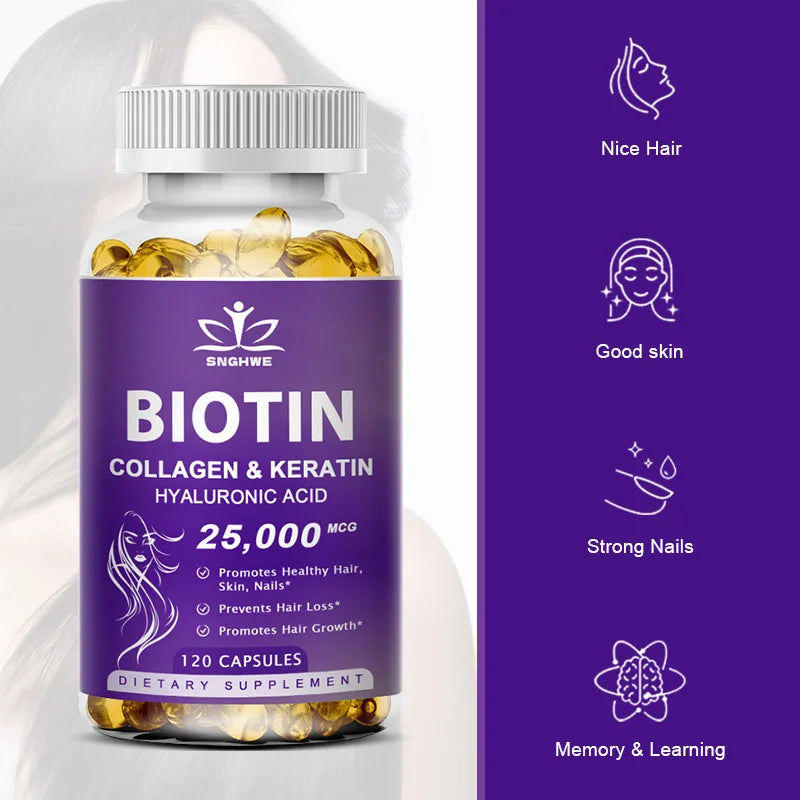 Free Sipping Biotin & Collagen Supplement Nails,Shiny Hair, Skin,Vegetarian Capsules Beauty Health