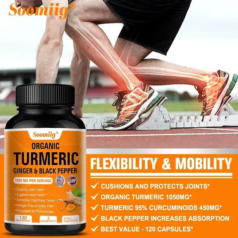 Turmeric Supplements - Promotes Digestive Health, Joint Health, Anti-inflammatory, Antioxidant, Cartilage Health Support