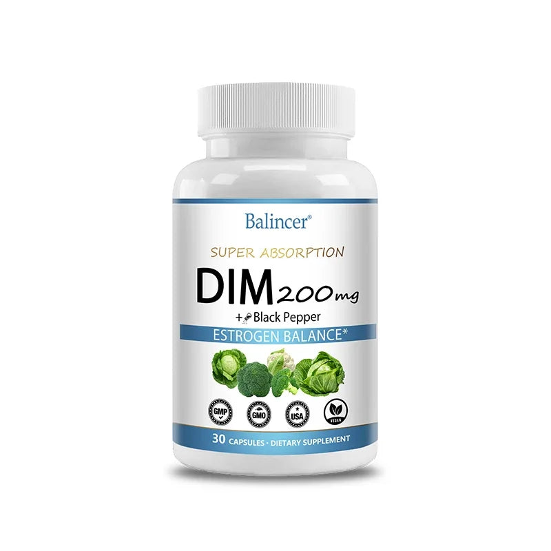 DIM Supplement 200mg Diindolylmethane - Maintains Hormonal Balance with Estrogen for Menopause and Mid-life