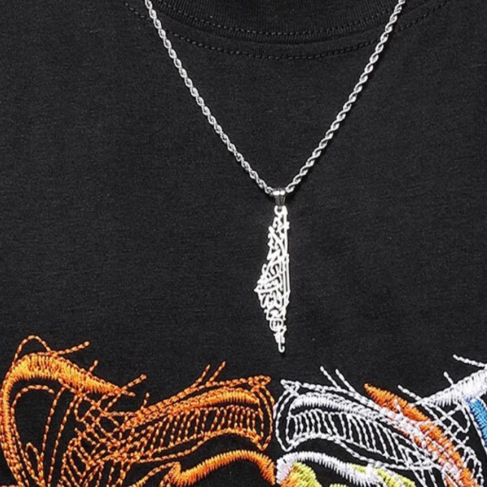 Palestine Map Necklace - Arabic Calligraphy Necklace - Men's and Women's Necklaces - Islamic Jewelry - Gift for Her - P4