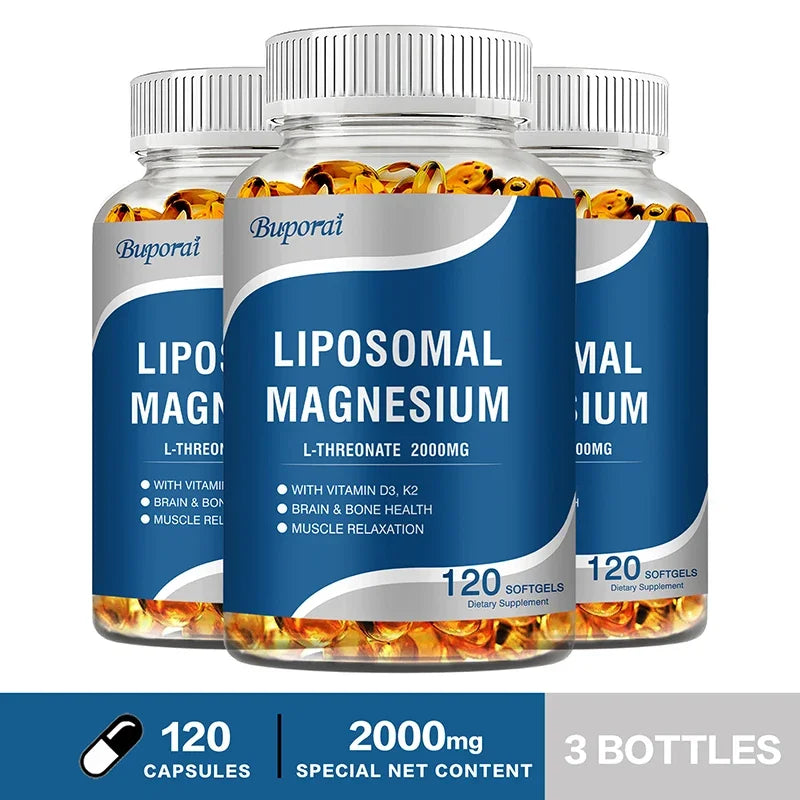 Liposomal Magnesium L-Threonate - Supports Sleep, Boosts Energy Levels, Promotes Brain and Bone Health and Muscle Relaxation