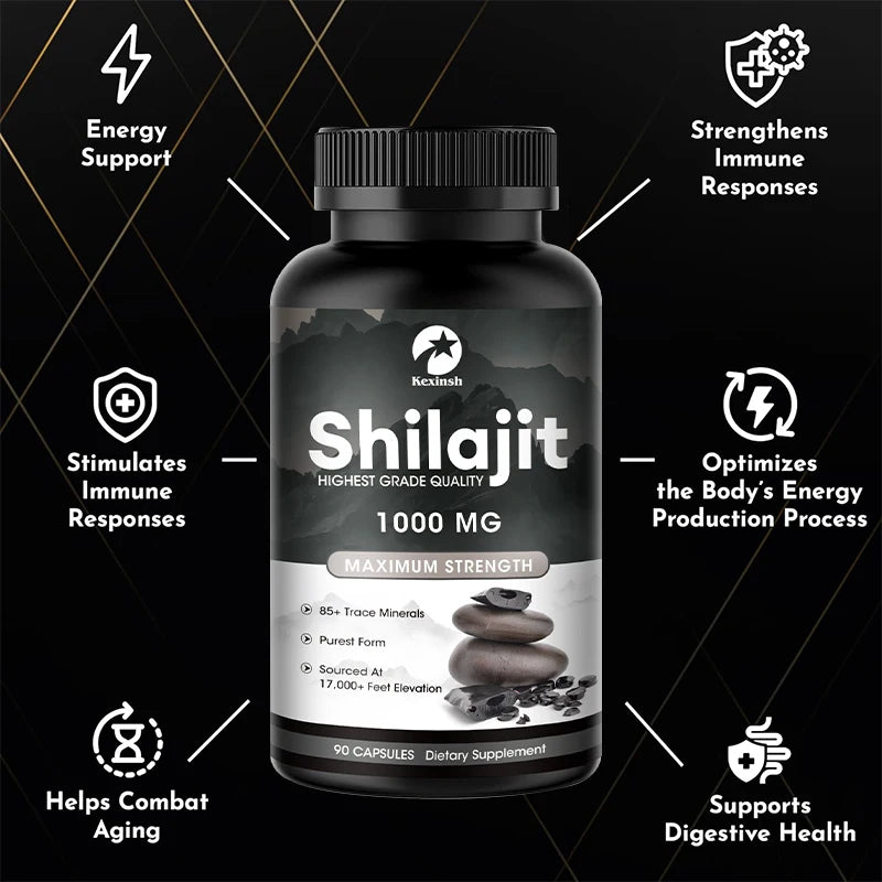 Kexinsh Shilajit Capsules 100% Pure Original 1000mg Maximum Strength Improve Immune System Men Energy Long Time Sex