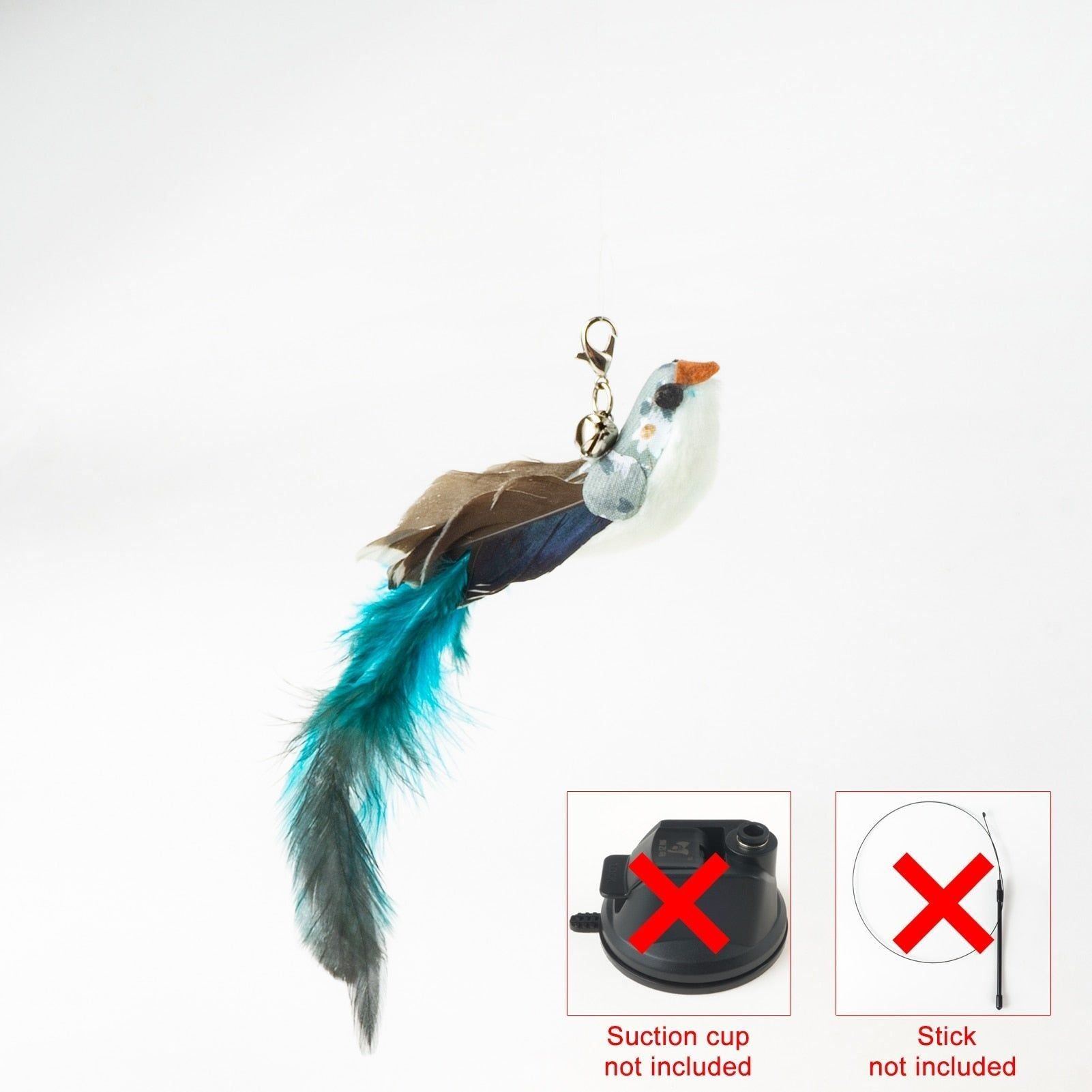 Handfree Bird/Feather Cat Wand with Bell Powerful Suction Cup Interactive Toys for Cats Kitten Hunting Exercise Pet Products - Jointcorp