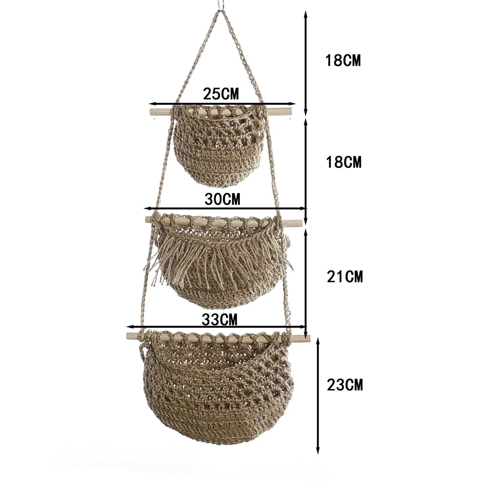 Hanging Fruit Baskets Multipurpose Boho Decor Handwoven Indoor Planter Holder for Organizing Onion Vegetables Potato Kitchen