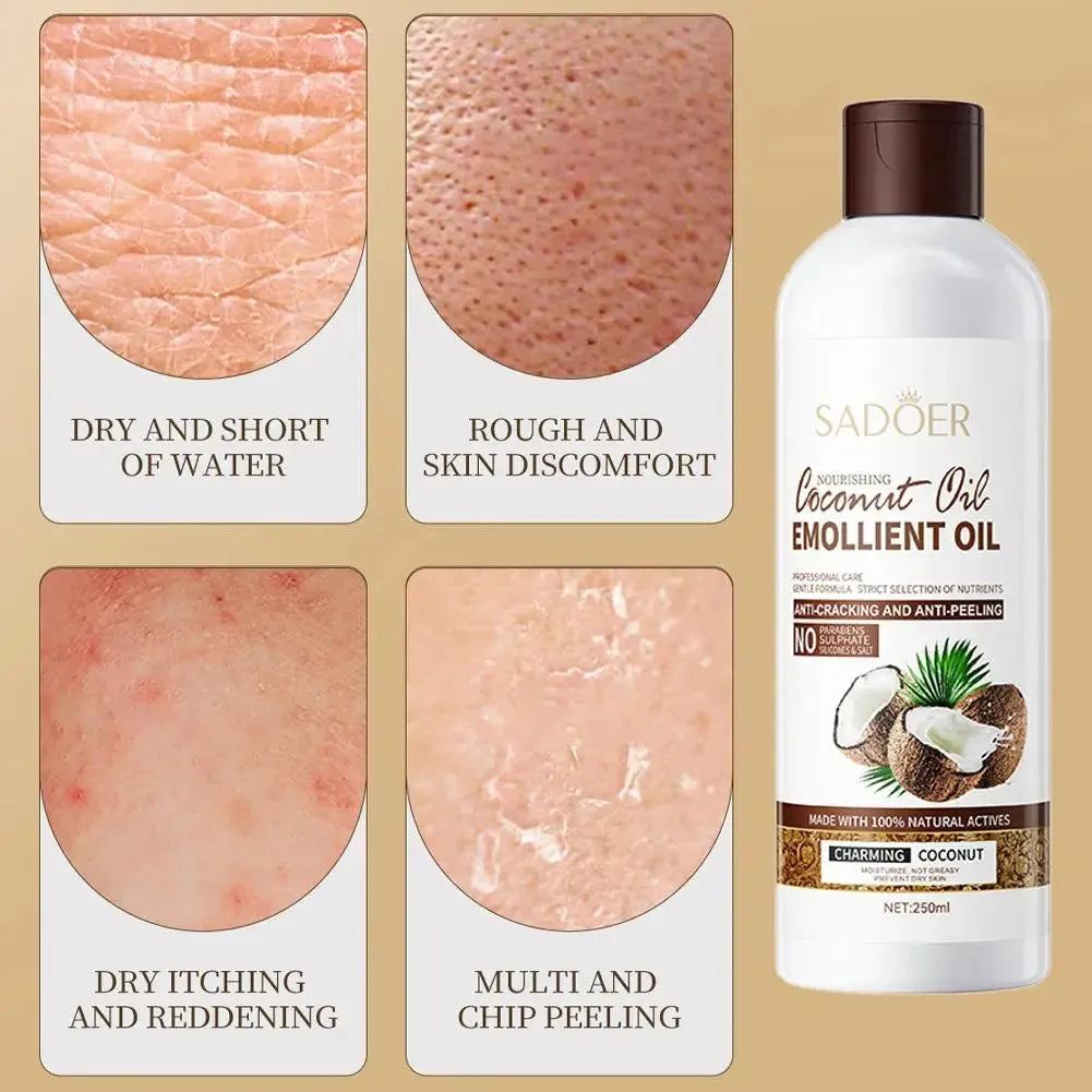 Organic Coconut Oil Massage Body Oil Moisturizing, Firming,Lightweight And Deeply Nourishing Dry Skin For Body Care Oil 250ml
