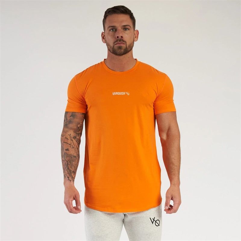 Men's T-shirts Cotton round neck slim Gym Sports Fitness T-Shirt Fashion Men's Clothing - Jointcorp