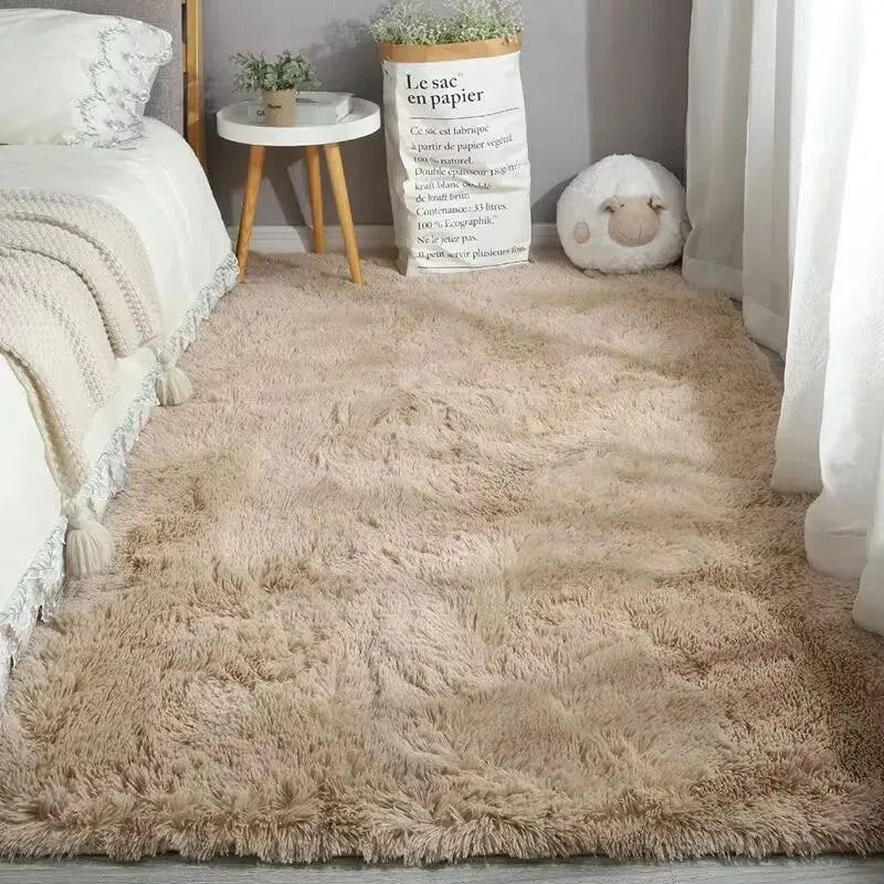 Plush Carpet Suitable For Living Room Black Soft Fluffy Carpets Bedroom Bathroom Non-slip Thicken Floor Mat Room Decoration