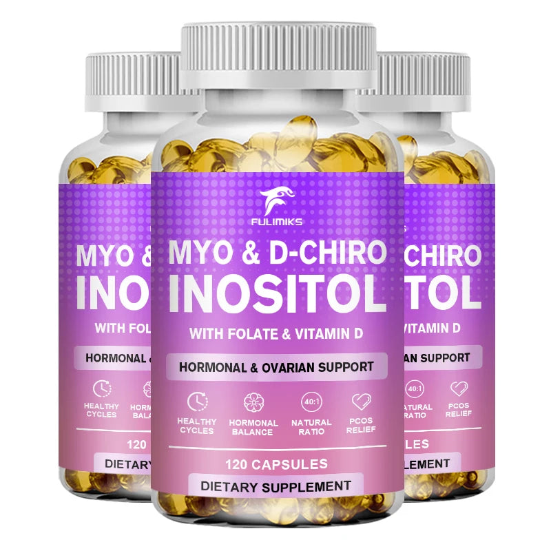 Myo-Inositol Capsules Supplement & D-Chiro Inositol Plus Folate & Vitamin D - Hormone Balance &Healthy Ovarian Support for Women