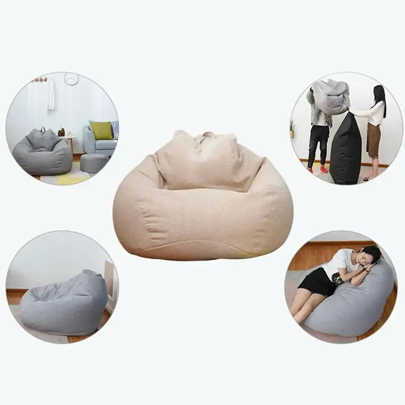 Lazy Sofas Cover Soft Bean bag Covers for Kids Adults Bean Bag Chair Couch Cover for Lazy People Storage Bag Home Accessories
