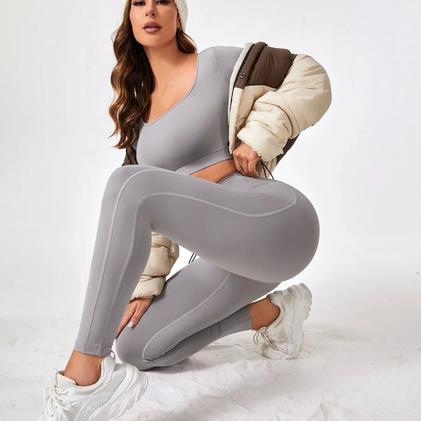 2 Pieces Long Sleeve Yoga Pilates Sports Suits Quick Dry Elastic Slim Fit Tracksuit Fitness Workout Breathable Activewear Set