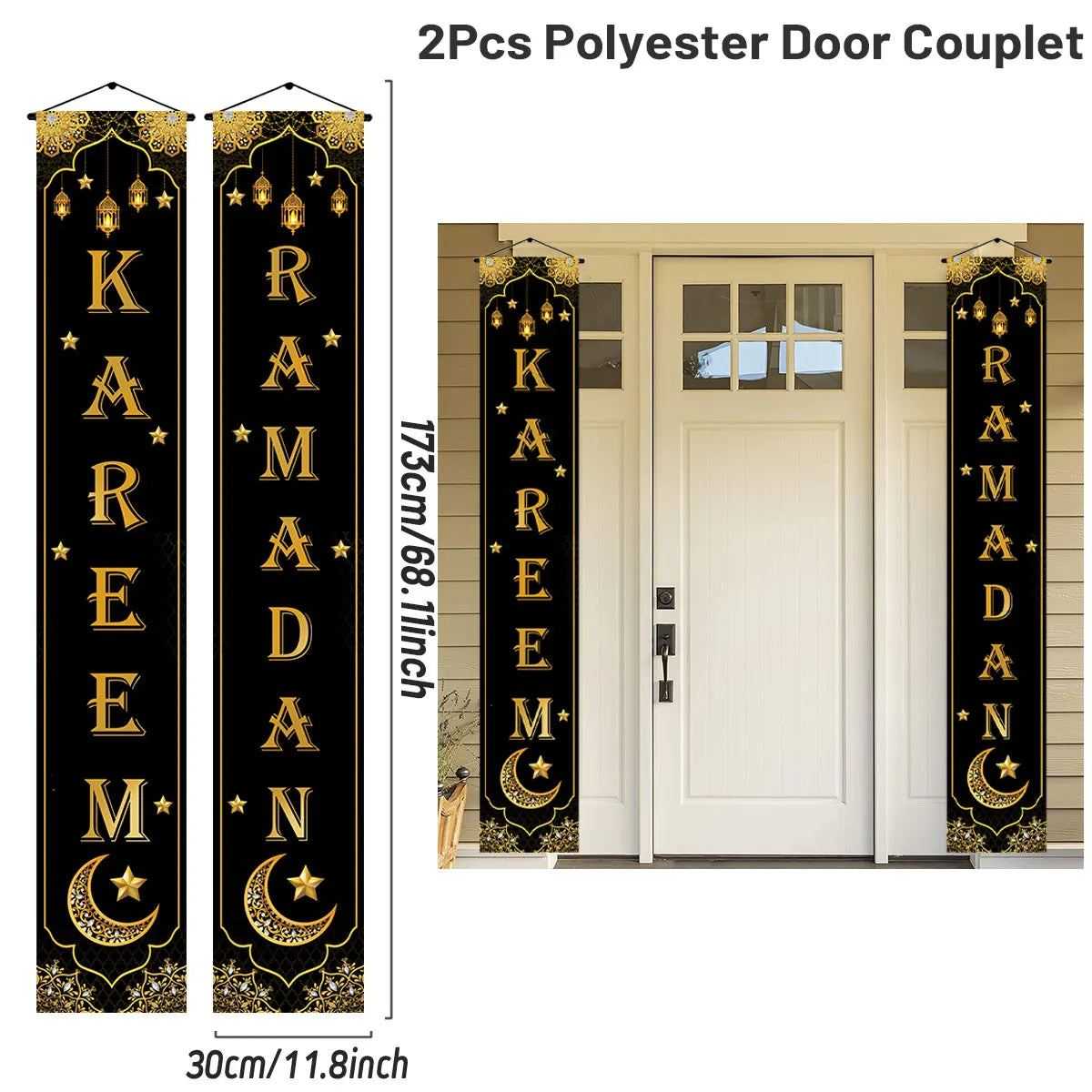 Ramadan Decoration 2025 Door Banner EID Mubarak Decor for Home Porch Banner Ramadan Kareem Islamic Muslim Party Eid Al-Fitr Gift