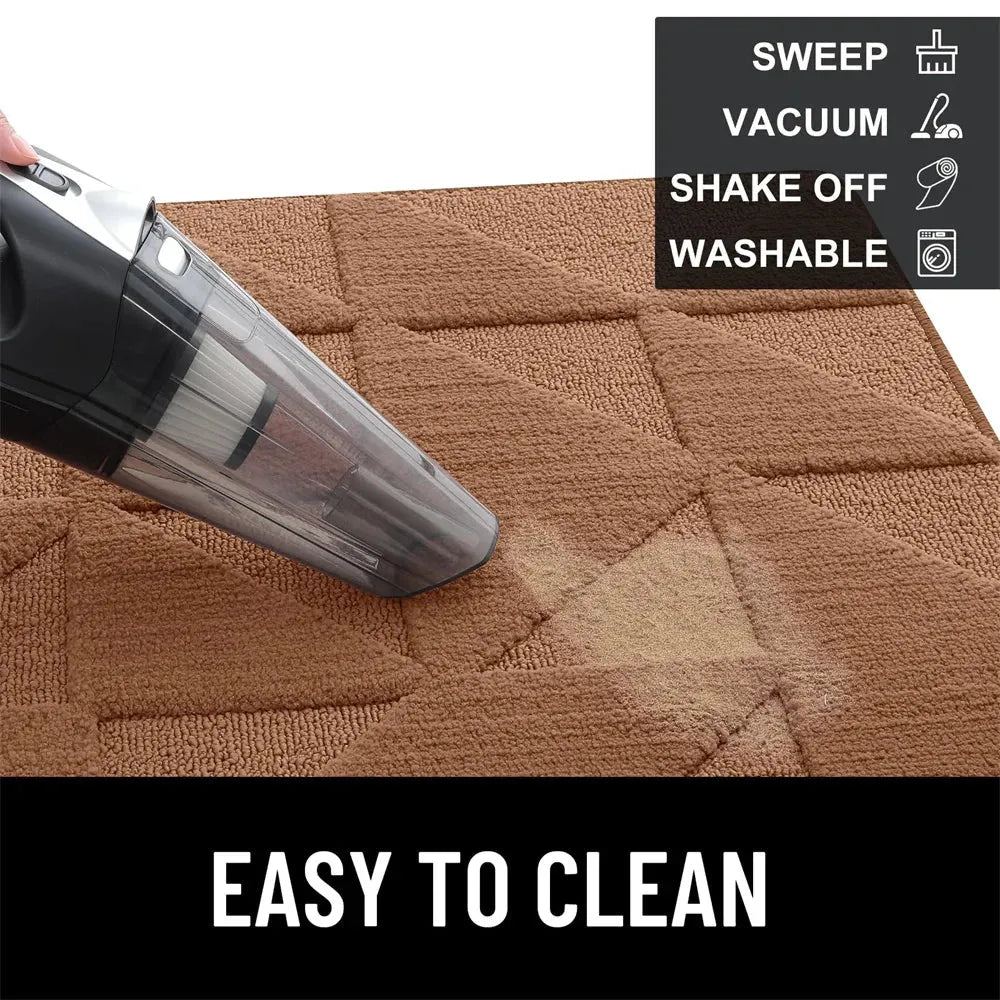 Olanly Absorbent Entrance Door Mat Household Foot Mat Dirt Resistant Anti-slip Rug Family Kitchen Carpet Floor Indoor Mat Decor