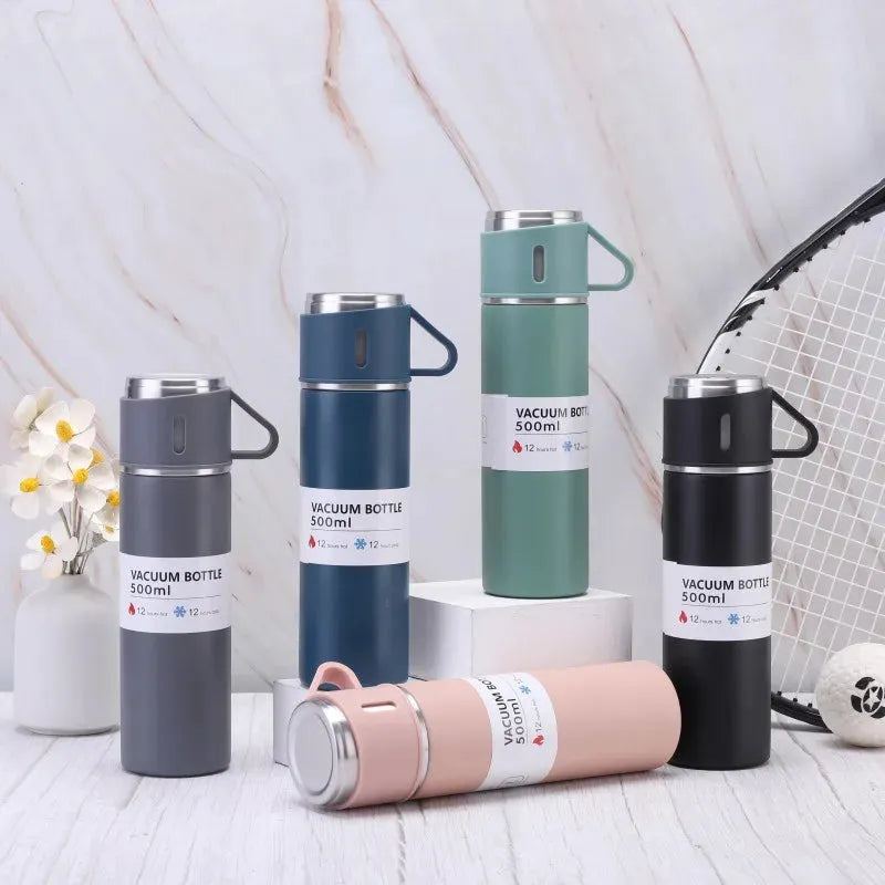 304 500ML Stainless Steel Vacuum Insulated Bottle Gift Set Office Business Style Coffee Mug Thermos Bottle Portable Flask Carafe