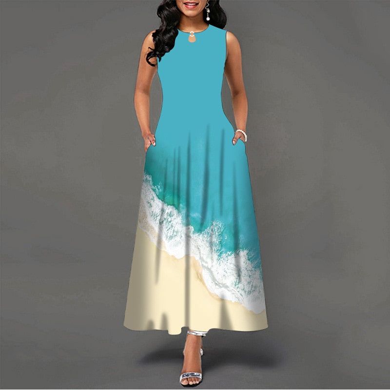 Women New Loose Floral Vintage Hole Ruffles Befree Dress Large Big Summer Camis Party Elegant Maxi Dresses