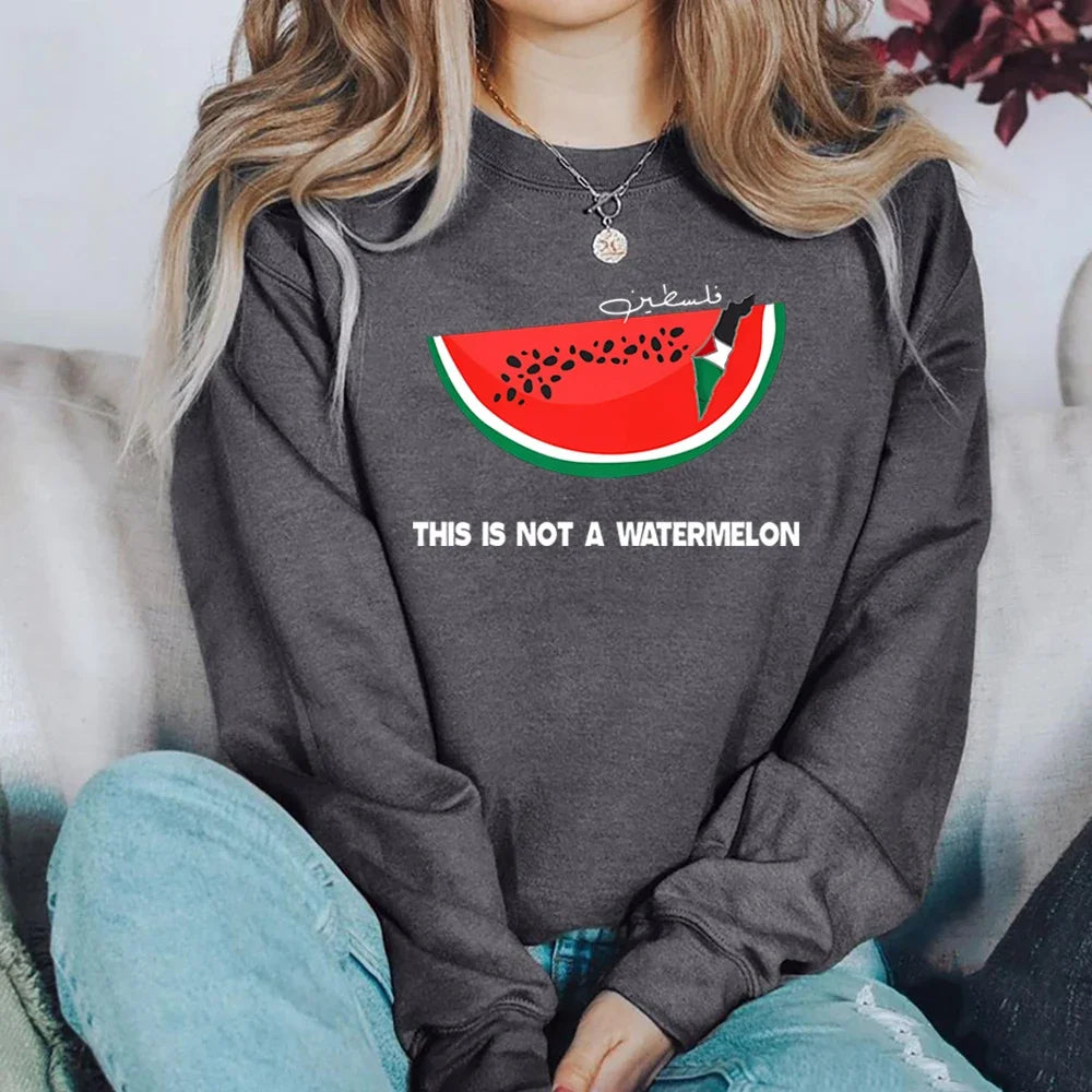 This Is Not A Watermelon Sweatshirt "Ceci N'est Pas Une Pastèque" Hoodie Freedom Crewneck Sweatshirt Arab Gift Pullover