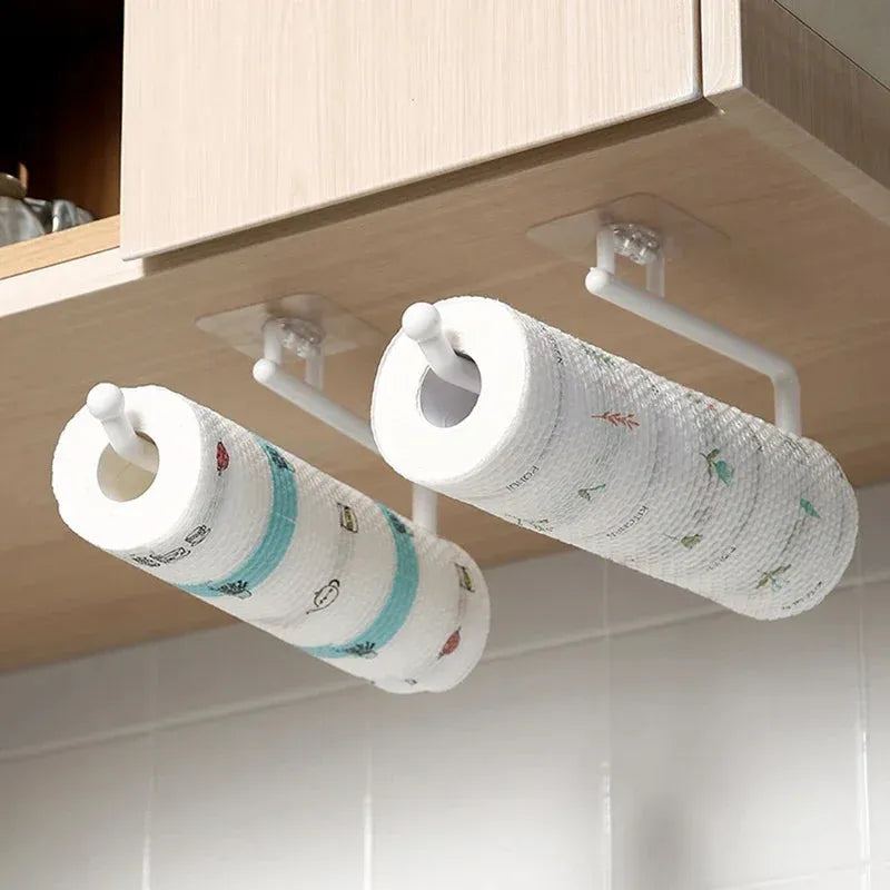 No-punch Kitchen Paper Holder Bathroom Storage Paper Towel Holder Toilet Wall Hook Toilet Paper Stand Home Organizer Toilet Acce