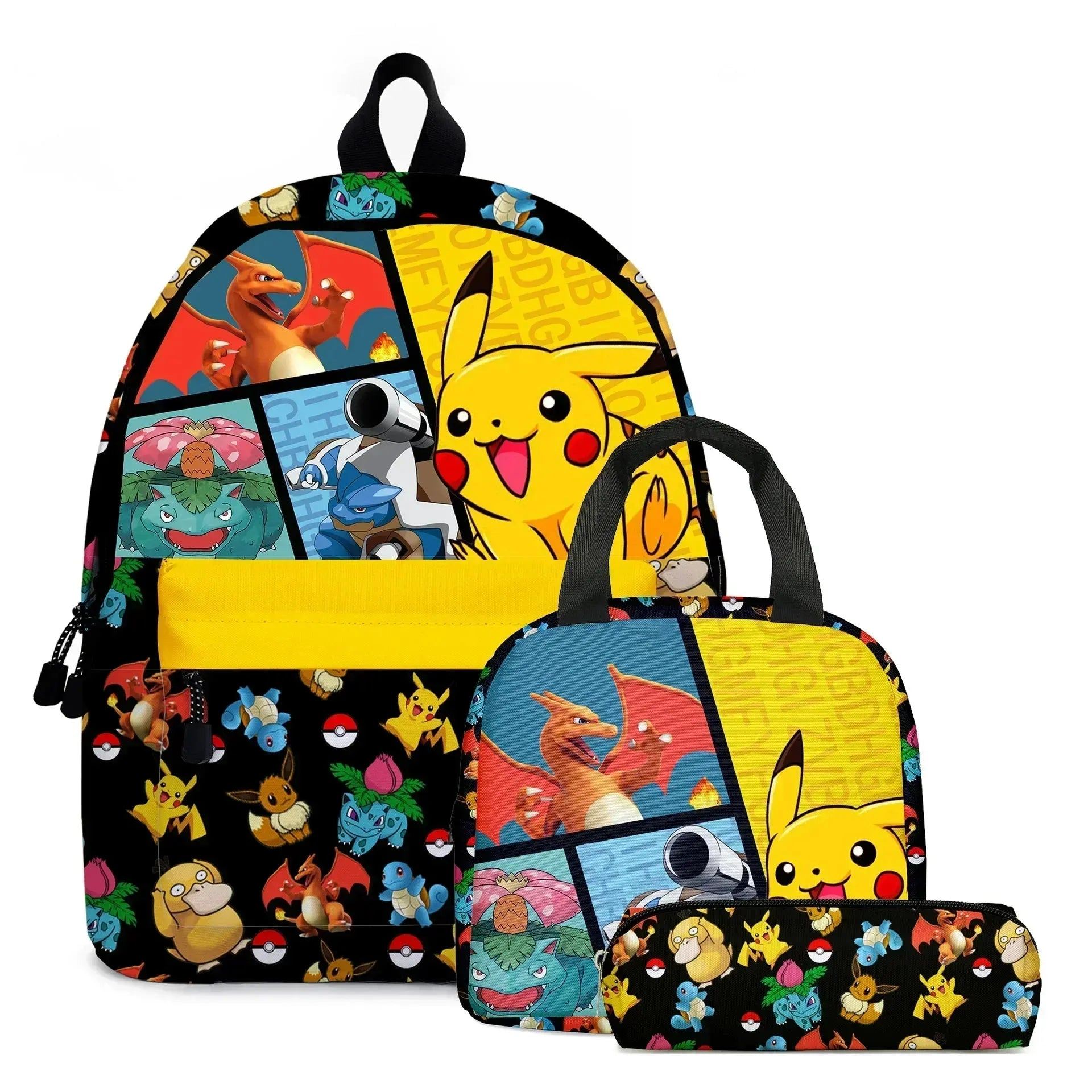 MINISO 2PC/3PC-Set Pikachu Pokémon Student School Bag Pencil Case Children's Gifts Cartoon Sports Backpack SchoolBag Mochila
