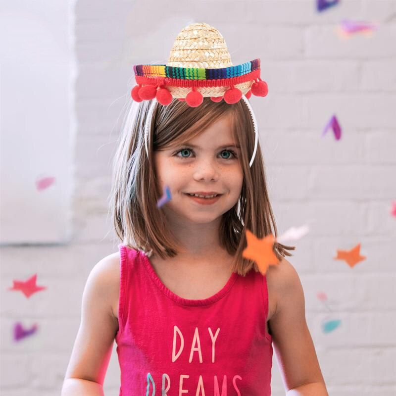Mexican Mini Sombrero Hat With Headband Carnival Party Funny Hats Accessories Kids Adult Pet Birthday Party Decoration Headdress