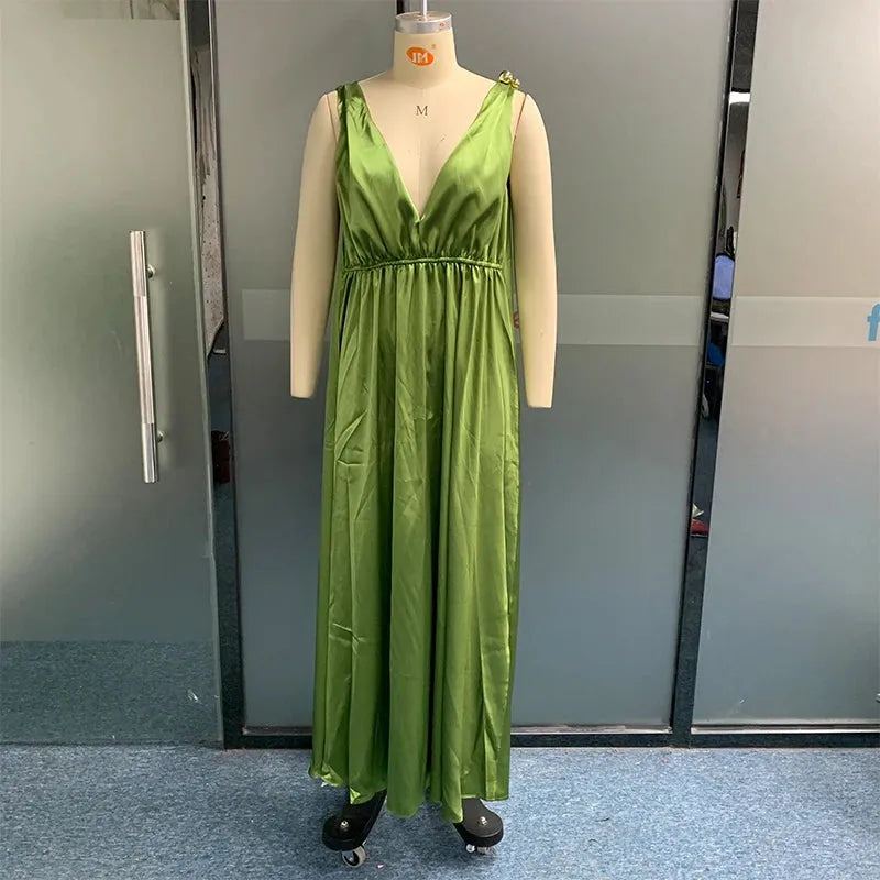 Women Maxi Dress Summer Casual Solid Sleeveless