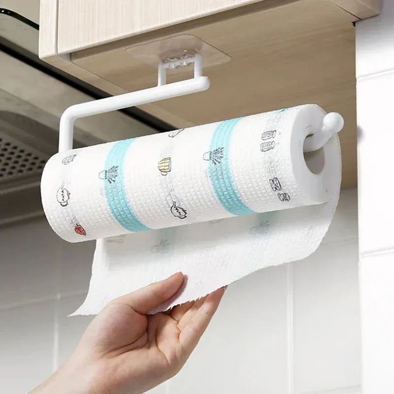 No-punch Kitchen Paper Holder Bathroom Storage Paper Towel Holder Toilet Wall Hook Toilet Paper Stand Home Organizer Toilet Acce