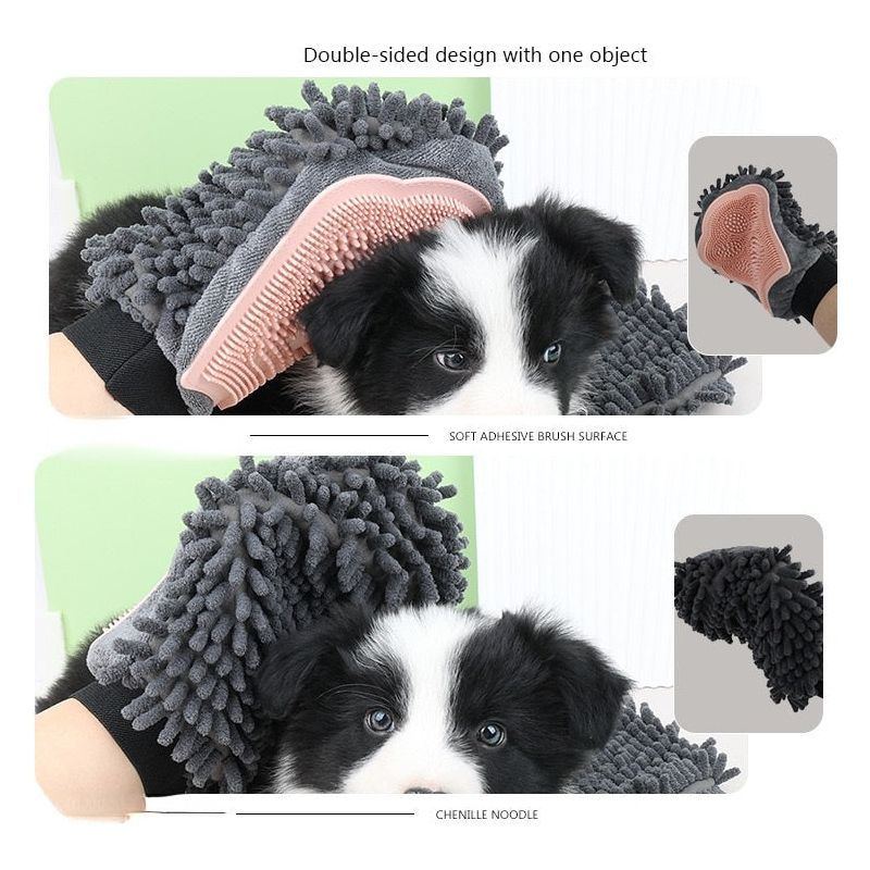 Pet Grooming Kit for Dog Cat Rabbit Fur 2 Sided Bathing Brush Cleaning Massage Glove De-Shedding De-Matting Pet Hair Removal - Jointcorp