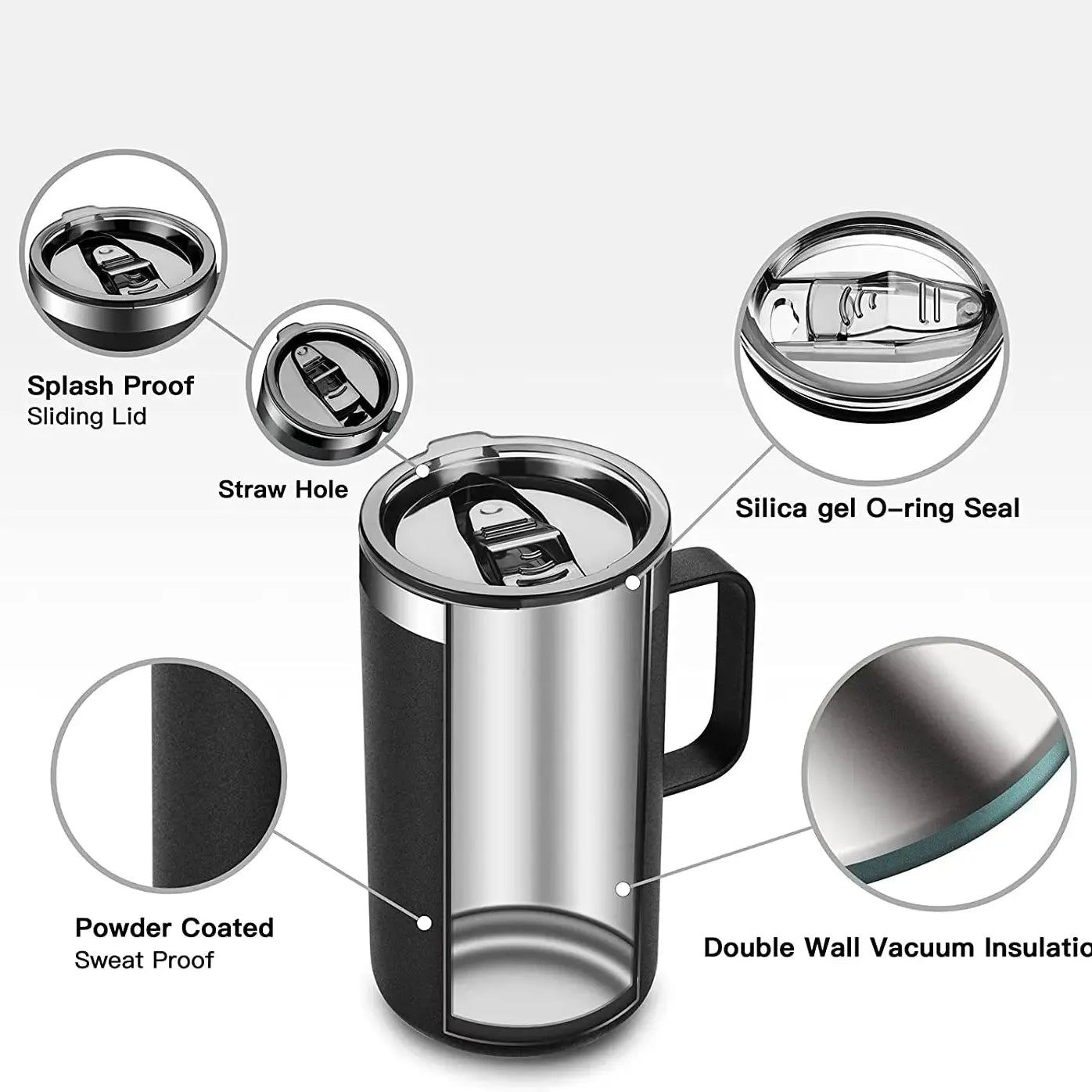 680ml Stainless Steel Coffee Cup Thermos Mug Leak-Proof Thermos Travel Thermal Vacuum Flask Insulated Cup Water Bottle