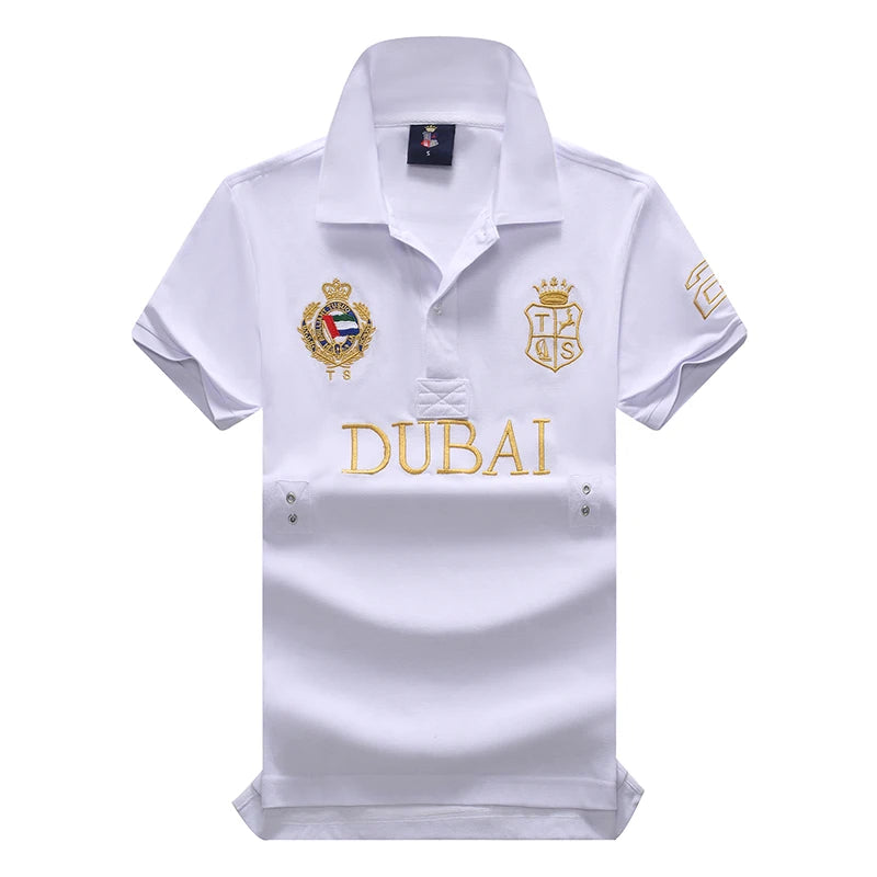 Men's polo shirt UAE Dubai short Royal casual sport party high-end cotton embroidery luxury contrast color original design